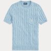 AZURE Women’s Ralph Lauren Cable-Knit Cotton Short-Sleeve Sweaters AZURE Women’s Ralph Lauren Cable-Knit Cotton Short-Sleeve Sweaters