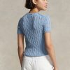 AZURE Women’s Ralph Lauren Cable-Knit Cotton Short-Sleeve Sweaters AZURE Women’s Ralph Lauren Cable-Knit Cotton Short-Sleeve Sweaters