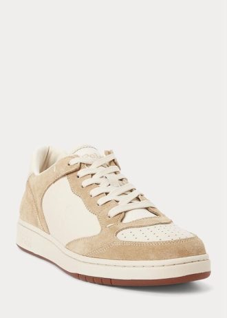 beige men s ralph lauren court leather suede sneakers 2 330x462 - Beige Men's Ralph Lauren Court Leather-Suede Sneakers