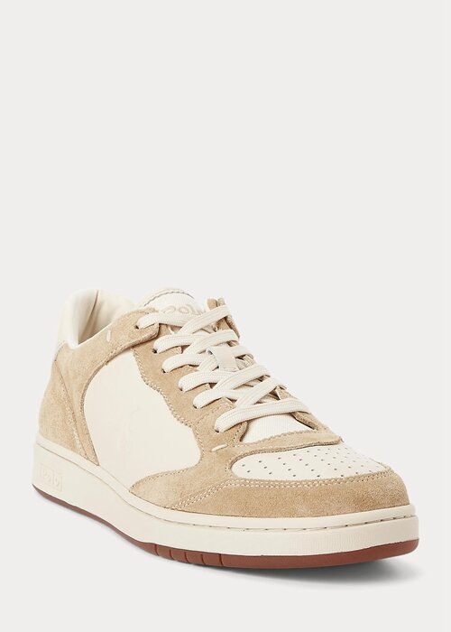 Beige Men’s Ralph Lauren Court Leather-Suede Sneakers Beige Men’s Ralph Lauren Court Leather-Suede Sneakers