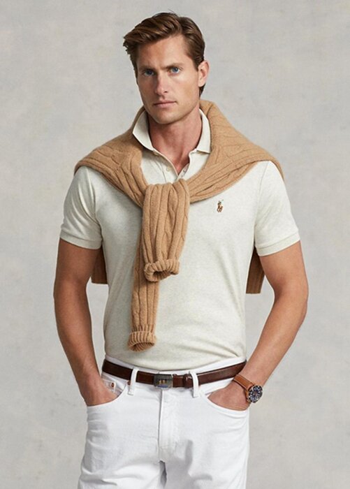 Beige Men’s Ralph Lauren Custom Slim Fit Soft Cotton Polo Shirts Beige Men’s Ralph Lauren Custom Slim Fit Soft Cotton Polo Shirts