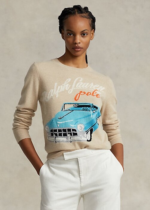 Beige Women’s Ralph Lauren ar-Motif Cashmere-Blend Sweaters Beige Women’s Ralph Lauren ar-Motif Cashmere-Blend Sweaters