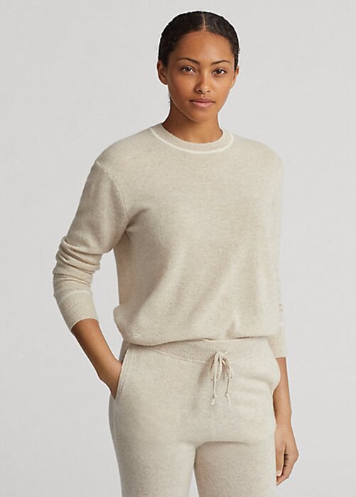 Beige Women’s Ralph Lauren Cashmere Crewneck Sweaters Beige Women’s Ralph Lauren Cashmere Crewneck Sweaters