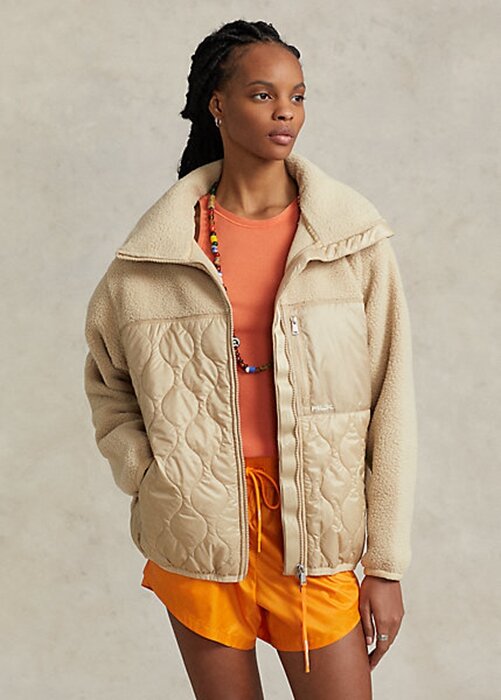 Beige Women’s Ralph Lauren Hybrid High-Pile & Ripstop-Panel Jackets Beige Women’s Ralph Lauren Hybrid High-Pile & Ripstop-Panel Jackets
