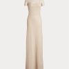 Beige Women’s Ralph Lauren Mesh Short-Sleeve Evening Dress Beige Women’s Ralph Lauren Mesh Short-Sleeve Evening Dress