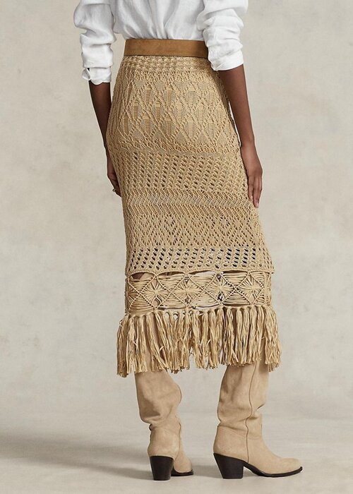 Beige Women’s Ralph Lauren Pointelle-knit Macrame Fringe Skirts Beige Women’s Ralph Lauren Pointelle-knit Macrame Fringe Skirts
