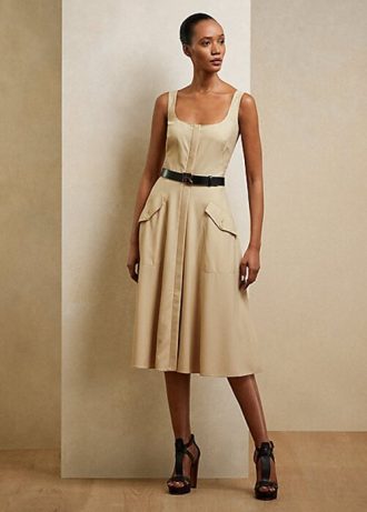 Beige Women’s Ralph Lauren Semira Wool Gabardine Day Dress