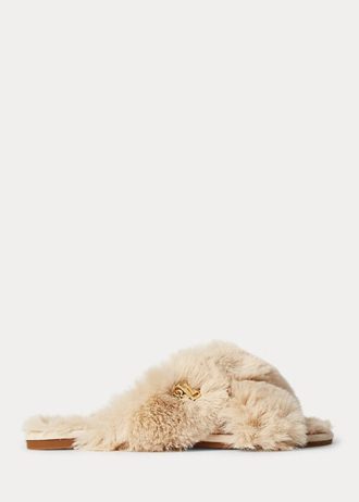 Beige Women’s Ralph Lauren Sydni Faux-Fur Flat Shoes Beige Women’s Ralph Lauren Sydni Faux-Fur Flat Shoes