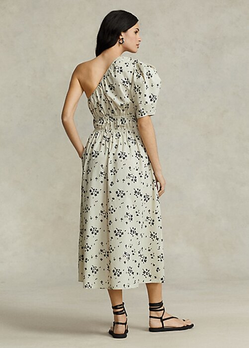 Black / Beige Women’s Ralph Lauren Floral Asymmetrical Shirred Poplin Dress Black / Beige Women’s Ralph Lauren Floral Asymmetrical Shirred Poplin Dress