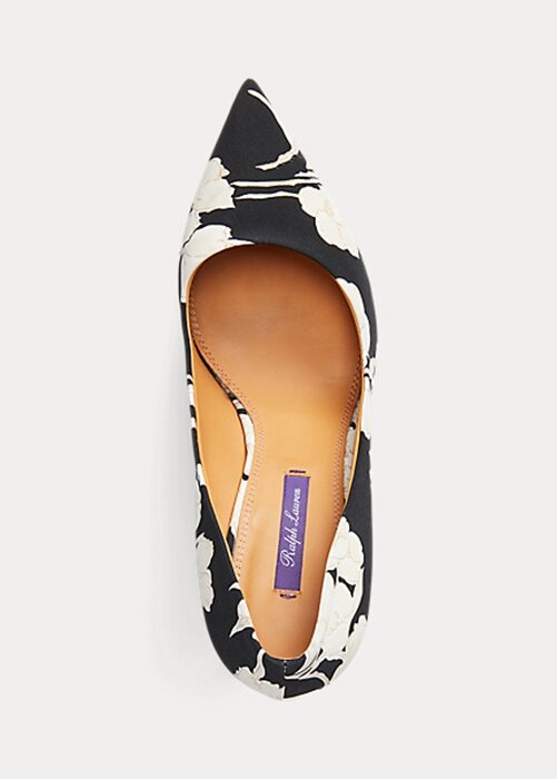 Black / Cream Women’s Ralph Lauren Celia Floral-Print Heels Black / Cream Women’s Ralph Lauren Celia Floral-Print Heels