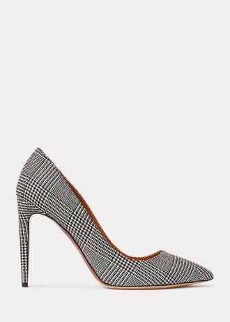 Black / Cream Women’s Ralph Lauren Celia Glen Plaid Wool Heels