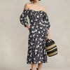 Black / Cream Women’s Ralph Lauren Floral Off-the-Shoulder Linen Dress Black / Cream Women’s Ralph Lauren Floral Off-the-Shoulder Linen Dress