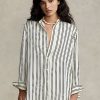Black / Cream Women’s Ralph Lauren Oversize Striped Satin Shirts Black / Cream Women’s Ralph Lauren Oversize Striped Satin Shirts