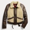 Black / Cream Women’s Ralph Lauren Shearling-Paneled Leather Jackets Black / Cream Women’s Ralph Lauren Shearling-Paneled Leather Jackets
