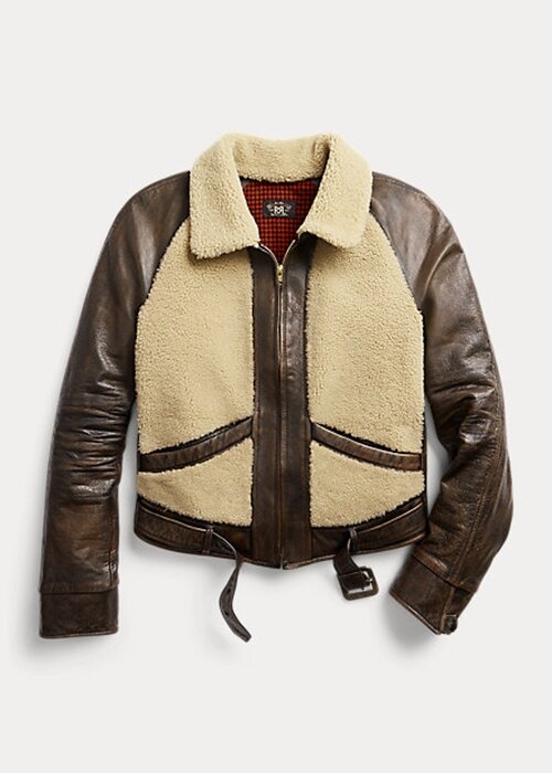 Black / Cream Women’s Ralph Lauren Shearling-Paneled Leather Jackets Black / Cream Women’s Ralph Lauren Shearling-Paneled Leather Jackets