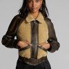 Black / Cream Women’s Ralph Lauren Shearling-Paneled Leather Jackets Black / Cream Women’s Ralph Lauren Shearling-Paneled Leather Jackets