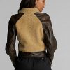 Black / Cream Women’s Ralph Lauren Shearling-Paneled Leather Jackets Black / Cream Women’s Ralph Lauren Shearling-Paneled Leather Jackets