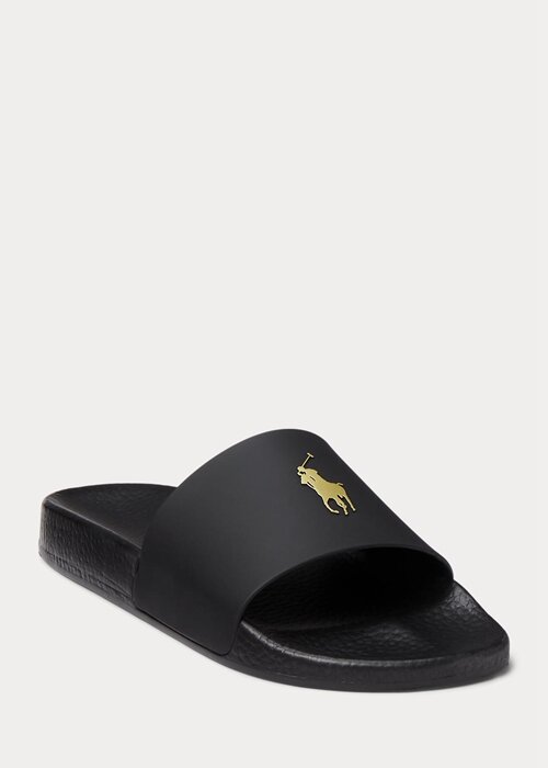 Black / Gold Men’s Ralph Lauren Signature Pony Slippers Black / Gold Men’s Ralph Lauren Signature Pony Slippers