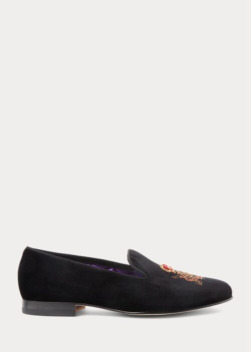 Black Men’s Ralph Lauren Alonzo Bullion Crest Velvet Dress Shoes Black Men’s Ralph Lauren Alonzo Bullion Crest Velvet Dress Shoes