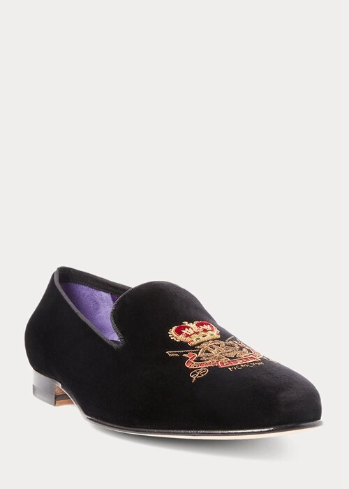 Black Men’s Ralph Lauren Alonzo Bullion Crest Velvet Dress Shoes Black Men’s Ralph Lauren Alonzo Bullion Crest Velvet Dress Shoes