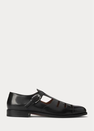 Black Men’s Ralph Lauren Burnished Calfskin Fisherman Sandals Black Men’s Ralph Lauren Burnished Calfskin Fisherman Sandals