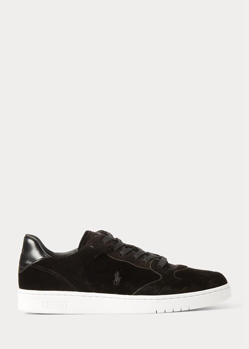 Black Men’s Ralph Lauren Court Velvet Low-Top Sneakers Black Men’s Ralph Lauren Court Velvet Low-Top Sneakers