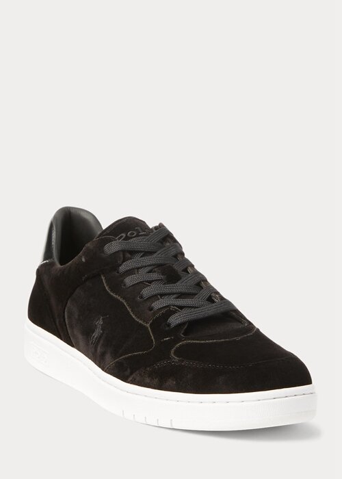 Black Men’s Ralph Lauren Court Velvet Low-Top Sneakers Black Men’s Ralph Lauren Court Velvet Low-Top Sneakers