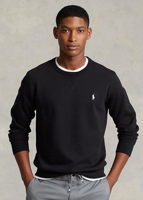 Black Men’s Ralph Lauren Double-knit Pullover Sweatshirt Black Men’s Ralph Lauren Double-knit Pullover Sweatshirt