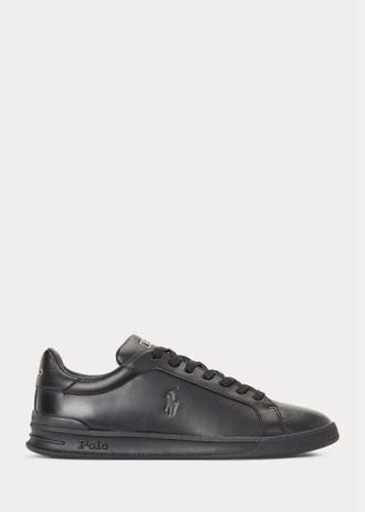 Black Men’s Ralph Lauren Heritage Court II Leather Sneakers Black Men’s Ralph Lauren Heritage Court II Leather Sneakers