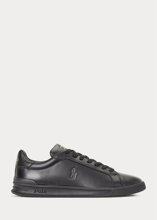 Black Men’s Ralph Lauren Heritage Court II Leather Sneakers Black Men’s Ralph Lauren Heritage Court II Leather Sneakers