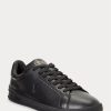Black Men’s Ralph Lauren Heritage Court II Leather Sneakers Black Men’s Ralph Lauren Heritage Court II Leather Sneakers