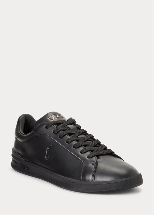 Black Men’s Ralph Lauren Heritage Court II Leather Sneakers Black Men’s Ralph Lauren Heritage Court II Leather Sneakers