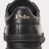 Black Men’s Ralph Lauren Heritage Court II Leather Sneakers Black Men’s Ralph Lauren Heritage Court II Leather Sneakers