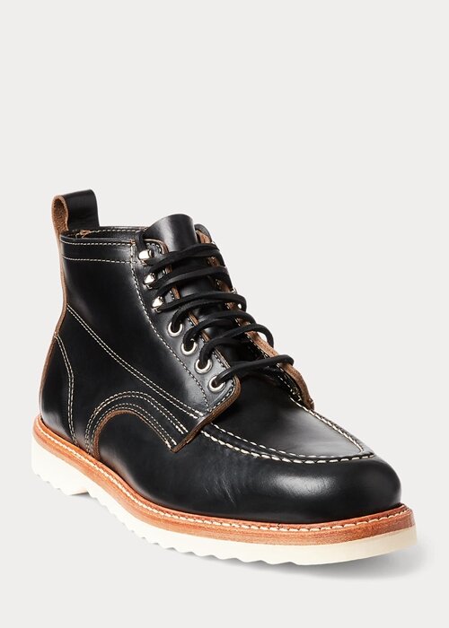 Black Men’s Ralph Lauren Leather Lace-Up Boots Black Men’s Ralph Lauren Leather Lace-Up Boots