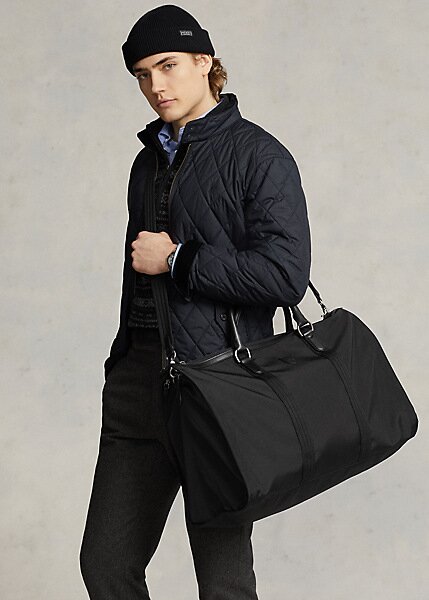 Black Men’s Ralph Lauren Leather-Trim Hybrid Garment Duffle Bags Black Men’s Ralph Lauren Leather-Trim Hybrid Garment Duffle Bags
