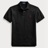 Black Men’s Ralph Lauren Slim Fit Mesh  Polo Shirts