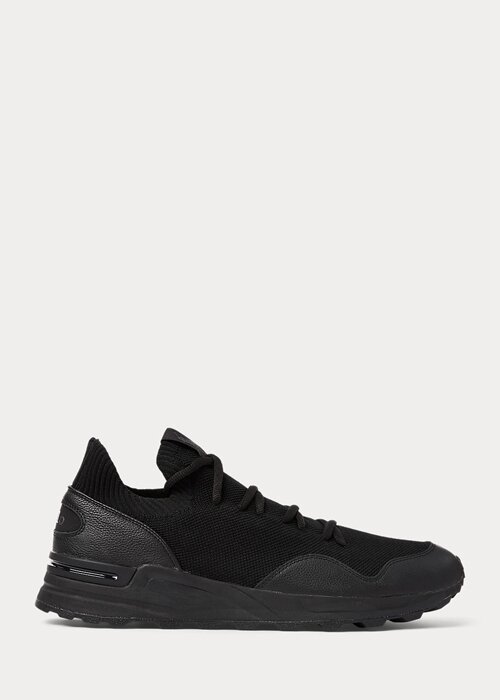 Black Men’s Ralph Lauren Trackster 200II Knit Sneakers Black Men’s Ralph Lauren Trackster 200II Knit Sneakers