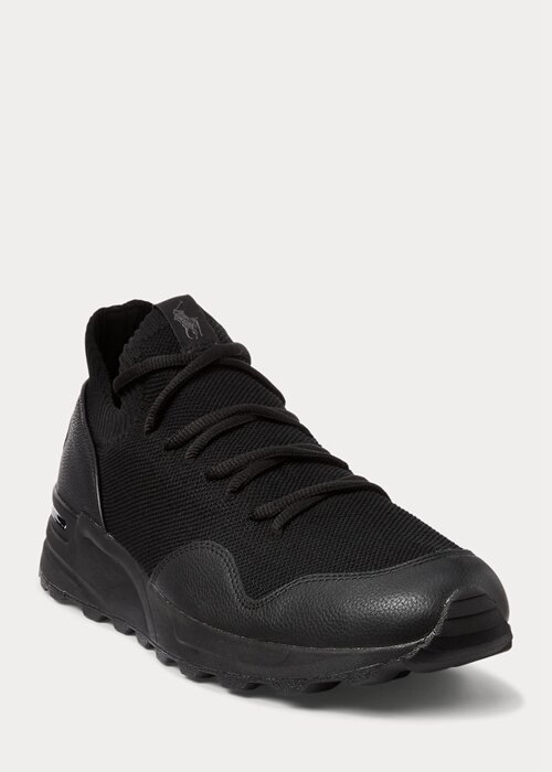 Black Men’s Ralph Lauren Trackster 200II Knit Sneakers Black Men’s Ralph Lauren Trackster 200II Knit Sneakers