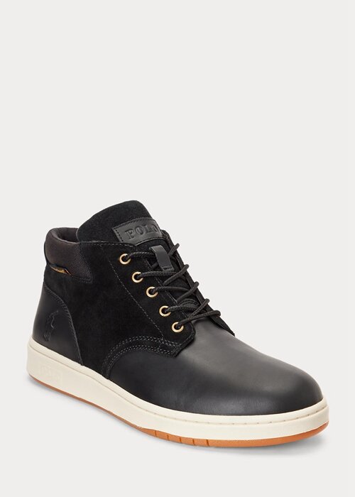 Black Men’s Ralph Lauren Waterproof Leather-Suede Boots Black Men’s Ralph Lauren Waterproof Leather-Suede Boots