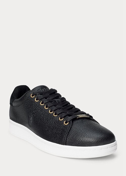 Black Men’s Ralph Lauren Wilton Leather Sneakers Black Men’s Ralph Lauren Wilton Leather Sneakers