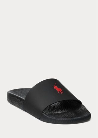 Black / Red Men’s Ralph Lauren Signature Pony Slippers