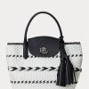 Black/Snow White Women’s Ralph Lauren Geo-Motif Woven Leather Large Perri Tote Bags Black/Snow White Women’s Ralph Lauren Geo-Motif Woven Leather Large Perri Tote Bags
