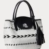 Black/Snow White Women’s Ralph Lauren Geo-Motif Woven Leather Large Perri Tote Bags Black/Snow White Women’s Ralph Lauren Geo-Motif Woven Leather Large Perri Tote Bags