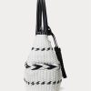 Black/Snow White Women’s Ralph Lauren Geo-Motif Woven Leather Large Perri Tote Bags Black/Snow White Women’s Ralph Lauren Geo-Motif Woven Leather Large Perri Tote Bags
