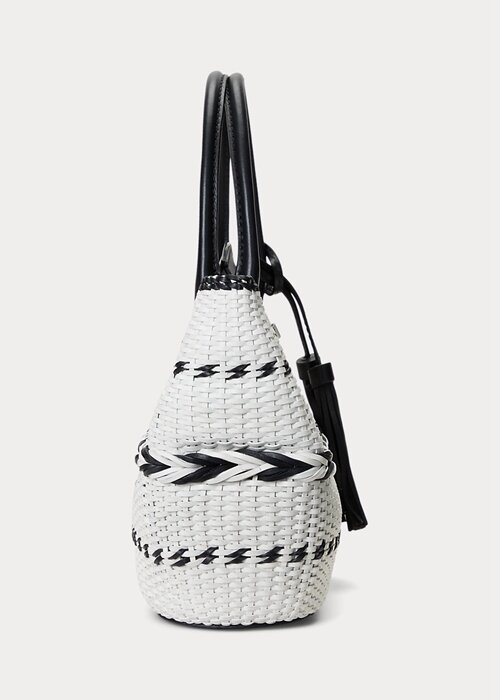 Black/Snow White Women’s Ralph Lauren Geo-Motif Woven Leather Large Perri Tote Bags Black/Snow White Women’s Ralph Lauren Geo-Motif Woven Leather Large Perri Tote Bags