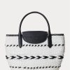 Black/Snow White Women’s Ralph Lauren Geo-Motif Woven Leather Large Perri Tote Bags Black/Snow White Women’s Ralph Lauren Geo-Motif Woven Leather Large Perri Tote Bags