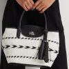 Black/Snow White Women’s Ralph Lauren Geo-Motif Woven Leather Large Perri Tote Bags Black/Snow White Women’s Ralph Lauren Geo-Motif Woven Leather Large Perri Tote Bags