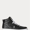 Black / White Men’s Ralph Lauren Court Leather High-Top Sneakers Black / White Men’s Ralph Lauren Court Leather High-Top Sneakers