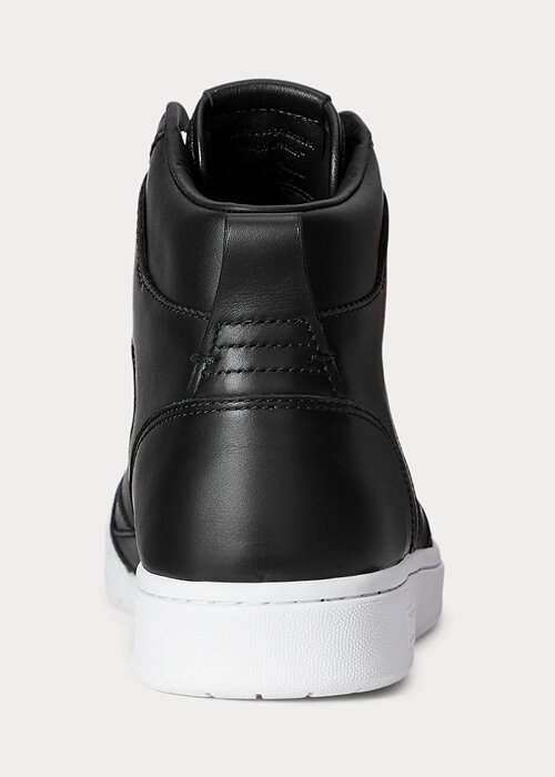 Black / White Men’s Ralph Lauren Court Leather High-Top Sneakers Black / White Men’s Ralph Lauren Court Leather High-Top Sneakers