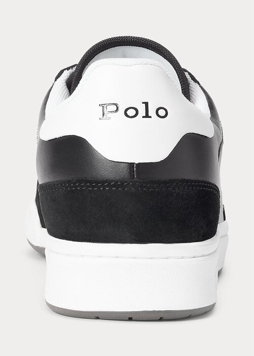 Black / White Men’s Ralph Lauren Court Leather-Suede Sneakers Black / White Men’s Ralph Lauren Court Leather-Suede Sneakers